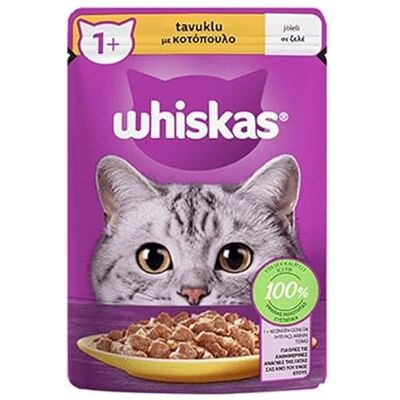 Whiskas Natvoer in gelei voor volwassen katten 28 x 85 g met kip Whiskas Natvoer in gelei voor volwassen katten 28 x 85 g met kip