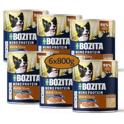 Bozita Hondenpasta alleen eend, 6 x 800 g, volwaardig natvoer met postbiotica voor de hond als single proteïne, natvoer voor grote honden, compleet voer Bozita Hondenpasta alleen eend, 6 x 800 g, volwaardig natvoer met postbiotica voor de hond als single proteïne, natvoer voor grote honden, compleet voer