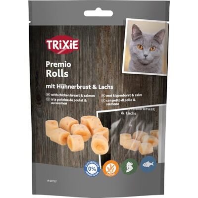 TRIXIE Kattensnack Premio Rolls van natuurlijke ingrediënten 50 g, lekkere kattensnacks met kipfilet en zalm 42767 TRIXIE Kattensnack Premio Rolls van natuurlijke ingrediënten 50 g, lekkere kattensnacks met kipfilet en zalm 42767