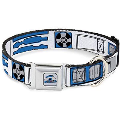 Buckle-Down Hond kraag Seatbelt Gesp Star Wars R2D2 Bounding Onderdelen Wit Zwart Blauw Grijs Rood 16 naar 23 Inch 1.5 Inch Breed Buckle-Down Hond kraag Seatbelt Gesp Star Wars R2D2 Bounding Onderdelen Wit Zwart Blauw Grijs Rood 16 naar 23 Inch 1.5 Inch Breed