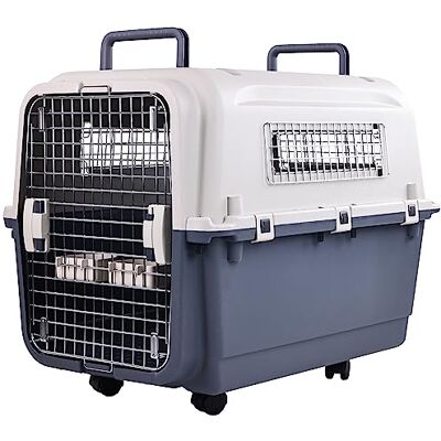 Elevon Plastic Kennels Pet Carrier Rolling Plastic Luchtvaartmaatschappij Goedgekeurde Draad Deur Reizen Hondenkrat, Groot (30,6" L x 21,3" B x 22,8" H) Elevon Plastic Kennels Pet Carrier Rolling Plastic Luchtvaartmaatschappij Goedgekeurde Draad Deur Reizen Hondenkrat, Groot (30,6" L x 21,3" B x 22,8" H)