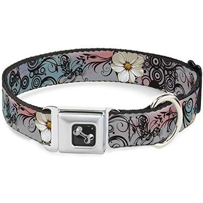 Buckle-Down Bloemen met filigraan hondenhalsband Pink Bone, breed medium/40,6-58,4 cm Buckle-Down Bloemen met filigraan hondenhalsband Pink Bone, breed medium/40,6-58,4 cm