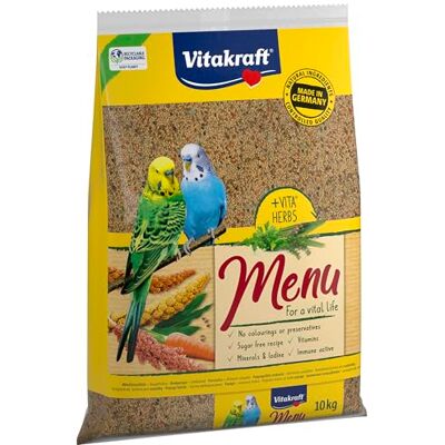 Vitakraft Menu 10 kg, hoofdvoer voor parkieten, met vitaminen, met Immuun-actief complex en kruiden (1 x 10 kg) Vitakraft Menu 10 kg, hoofdvoer voor parkieten, met vitaminen, met Immuun-actief complex en kruiden (1 x 10 kg)
