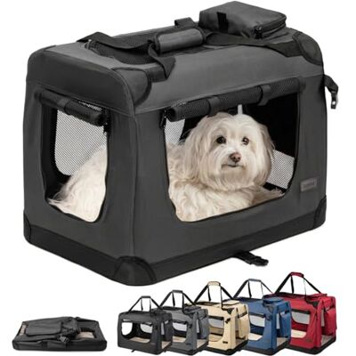 lionto Opvouwbare Hondentransportbox voor Reizen & Auto, 60x42x44 cm, Stevige Draagbox met Handvaten & Deken, tot 12 kg, Duurzame Stoffen Hondenbox, Klein & Groot, Zwart lionto Opvouwbare Hondentransportbox voor Reizen & Auto, 60x42x44 cm, Stevige Draagbox met Handvaten & Deken, tot 12 kg, Duurzame Stoffen Hondenbox, Klein & Groot, Zwart