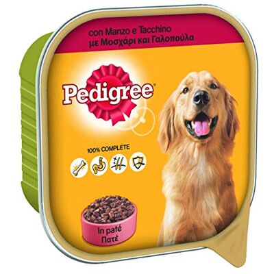 Pedigree Hondenvoer met rundvlees en kalkoen in pastei, container 300 g 20 schalen Pedigree Hondenvoer met rundvlees en kalkoen in pastei, container 300 g 20 schalen