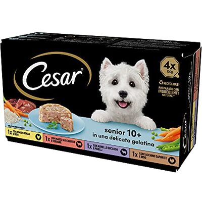 Cesar Senior 10+, voer voor oudere honden, verschillende keuze, 150 g, 24 schalen, 3600 g Cesar Senior 10+, voer voor oudere honden, verschillende keuze, 150 g, 24 schalen, 3600 g