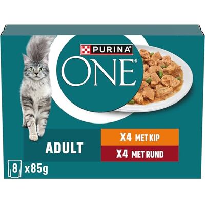 PURINA ONE Adult Kip en Rund Katten droogvoer (40 x 85g) PURINA ONE Adult Kip en Rund Katten droogvoer (40 x 85g)