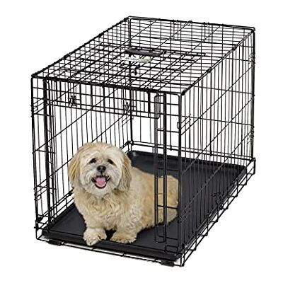 MidWest Homes for Pets Medium Ovation Single Door Folding Dog Crate, 30-Inches, Space-Saving Patented Up & Away Door, Leak-Proof Pan, Divider Panel, Black MidWest Homes for Pets Medium Ovation Single Door Folding Dog Crate, 30-Inches, Space-Saving Patented Up & Away Door, Leak-Proof Pan, Divider Panel, Black