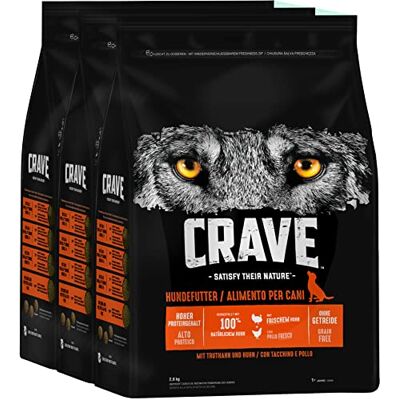 CRAVE Kalkoen Kip Hondenvoer - Volwassen, Graanvrij, Hoog in eiwitten CRAVE Kalkoen Kip Hondenvoer - Volwassen, Graanvrij, Hoog in eiwitten