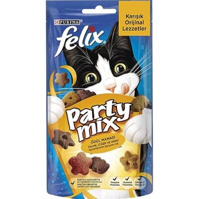 Felix PARTY MIX Original Snacks voor volwassen katten Kip, Lever, Turkije, 8 x 60 g Felix PARTY MIX Original Snacks voor volwassen katten Kip, Lever, Turkije, 8 x 60 g