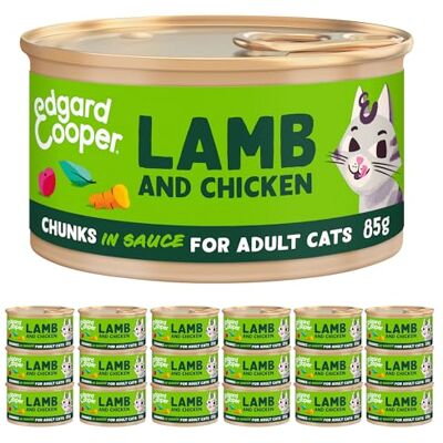 Edgard & Cooper Set van 18 stuks nat kattenvoer, graanvrij, 85 g (set van 18), echt voedsel, voedzaam slachtafval, gezonde ingrediënten (lam/kip) Edgard & Cooper Set van 18 stuks nat kattenvoer, graanvrij, 85 g (set van 18), echt voedsel, voedzaam slachtafval, gezonde ingrediënten (lam/kip)