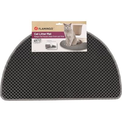 Flamingo Matz Grijze Kattenmat 65x40cm – Handige kattenbakmat met dubbele laag en vochtwerende basis Flamingo Matz Grijze Kattenmat 65x40cm – Handige kattenbakmat met dubbele laag en vochtwerende basis