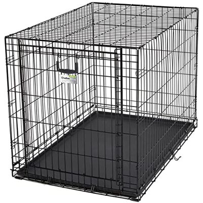 MidWest Homes for Pets Large Ovation Single Door Folding Dog Crate, 42-Inches, Space-Saving Patented Up & Away Door, Leak-Proof Pan, Divider Panel, Black MidWest Homes for Pets Large Ovation Single Door Folding Dog Crate, 42-Inches, Space-Saving Patented Up & Away Door, Leak-Proof Pan, Divider Panel, Black