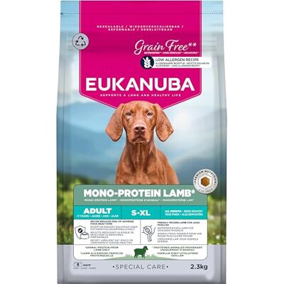 Eukanuba Mono-Protein Hondenvoer Lam special care droogvoer met alleen lam als dierlijk eiwit, allergeenarme receptuur, 2,3 kg Eukanuba Mono-Protein Hondenvoer Lam special care droogvoer met alleen lam als dierlijk eiwit, allergeenarme receptuur, 2,3 kg