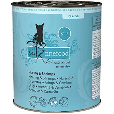 Catz finefood N° 13 Haring & Krabben fijn voedsel kattenvoer nat en verfijnd met pompoen & aloë vera, 6 x 800 g dozen Catz finefood N° 13 Haring & Krabben fijn voedsel kattenvoer nat en verfijnd met pompoen & aloë vera, 6 x 800 g dozen