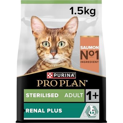 Pro Plan Sterilised Adult 1+ kattenvoer droog met OPTIRENAL, rijk aan zalm, per stuk verpakt (1 x 1,5 kg) Pro Plan Sterilised Adult 1+ kattenvoer droog met OPTIRENAL, rijk aan zalm, per stuk verpakt (1 x 1,5 kg)