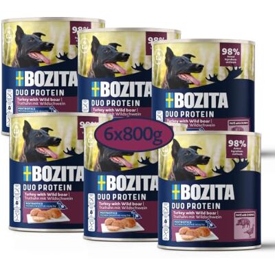 Bozita Hondenpaté alleen kalkoen en wilde zwijn, 6 x 800 g, volwaardig natvoer met postbiotica voor de hond als duo-proteïne, natvoer voor grote honden, compleet voer Bozita Hondenpaté alleen kalkoen en wilde zwijn, 6 x 800 g, volwaardig natvoer met postbiotica voor de hond als duo-proteïne, natvoer voor grote honden, compleet voer