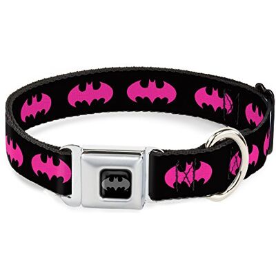 Buckle-Down DC-WBM215-WL Hondenhalsband met veiligheidsgordelgesp, zwart/fuchsia, 3,8 cm breed, voor halsomtrek van 45,7 tot 81,3 cm breed Buckle-Down DC-WBM215-WL Hondenhalsband met veiligheidsgordelgesp, zwart/fuchsia, 3,8 cm breed, voor halsomtrek van 45,7 tot 81,3 cm breed