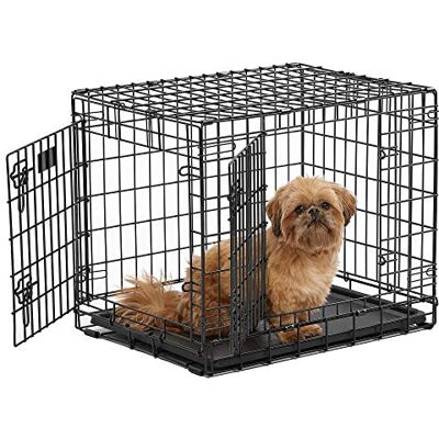 MidWest Homes for Pets Ultima Pro Heavy-Duty 61 cm hondenkrat, ultrasterke stalen dubbele deur huisdierkooi voor kleine rassen, accessoires inbegrepen MidWest Homes for Pets Ultima Pro Heavy-Duty 61 cm hondenkrat, ultrasterke stalen dubbele deur huisdierkooi voor kleine rassen, accessoires inbegrepen