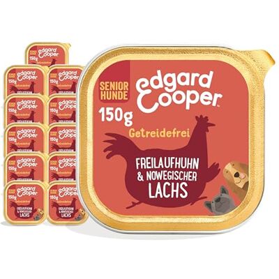 Edgard & Cooper Natvoer voor senior honden, zalm en kip, 150 x 11 cm, graanvrij, natuurlijke ingrediënten en vers vlees, vol essentiële aminozuren Edgard & Cooper Natvoer voor senior honden, zalm en kip, 150 x 11 cm, graanvrij, natuurlijke ingrediënten en vers vlees, vol essentiële aminozuren