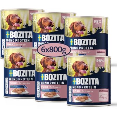 Bozita Hondenpasta alleen varkensvlees, 6 x 800 g, volwaardig natvoer met postbiotica voor de hond als single proteïne, natvoer voor grote honden, compleet voer Bozita Hondenpasta alleen varkensvlees, 6 x 800 g, volwaardig natvoer met postbiotica voor de hond als single proteïne, natvoer voor grote honden, compleet voer