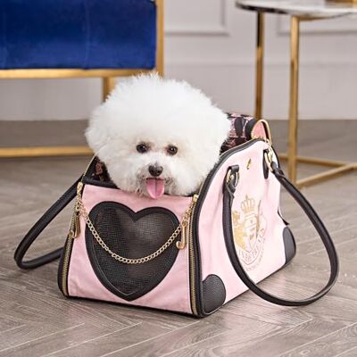 Juicy Couture Give Me Treats draagtas voor huisdieren, stijlvolle roze reistas voor kleine honden en katten Juicy Couture Give Me Treats draagtas voor huisdieren, stijlvolle roze reistas voor kleine honden en katten