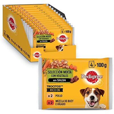 Pedigree Pouch Chicken, Beef and Vegetables in Gravy Wet Food for Adult Dogs 13 multipacks van 4 x 100 g zakken Pedigree Pouch Chicken, Beef and Vegetables in Gravy Wet Food for Adult Dogs 13 multipacks van 4 x 100 g zakken