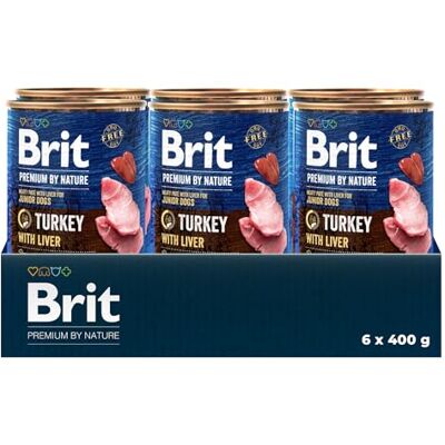 Brit Premium by Nature Natvoer voor volwassen honden, kalkoen met lever, compleet voer, 6 x 400 g Brit Premium by Nature Natvoer voor volwassen honden, kalkoen met lever, compleet voer, 6 x 400 g