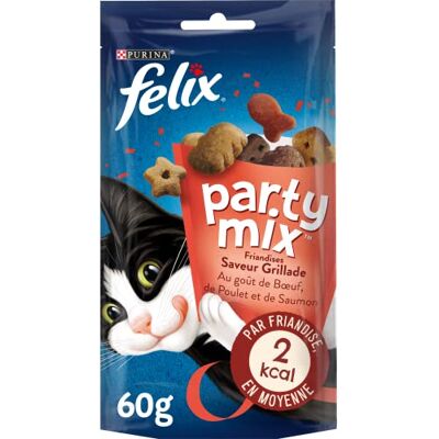 Felix Party Mix Grillade volwassenen lekkernijen voor katten rundvlees, kip, zalm 8 x 60 g Felix Party Mix Grillade volwassenen lekkernijen voor katten rundvlees, kip, zalm 8 x 60 g