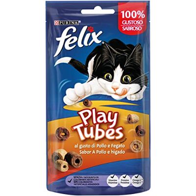 Felix Purina Play Tubes Snacks met kip- en leversmaak, 8 stuks (8 x 50 g) Felix Purina Play Tubes Snacks met kip- en leversmaak, 8 stuks (8 x 50 g)