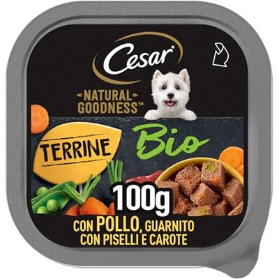 Cesar Natural Goodness Biologische kip en groenten, compleet biologisch natvoer voor honden, 16 blikjes à 100 g Cesar Natural Goodness Biologische kip en groenten, compleet biologisch natvoer voor honden, 16 blikjes à 100 g
