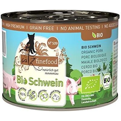 Catz finefood Bio kattenvoer varken N° 509 natvoer voor katten 6 x 200 g zonder granen en toegevoegde suiker (1,2 kg) Catz finefood Bio kattenvoer varken N° 509 natvoer voor katten 6 x 200 g zonder granen en toegevoegde suiker (1,2 kg)