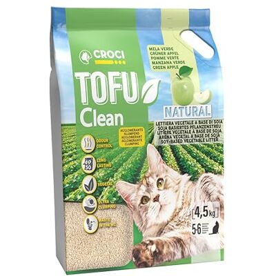 Croci Tofu Clean Kattenbakvulling met groene appelgeur, biologisch afbreekbaar, 100% plantaardig, langdurig, geurremmend Croci Tofu Clean Kattenbakvulling met groene appelgeur, biologisch afbreekbaar, 100% plantaardig, langdurig, geurremmend