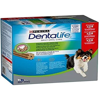 Dentalife Purina Purina Medium Snacks voor middelgrote honden, multipack, 48 sticks, 2 x 24 stuks, 552 g, 2 stuks Dentalife Purina Purina Medium Snacks voor middelgrote honden, multipack, 48 sticks, 2 x 24 stuks, 552 g, 2 stuks