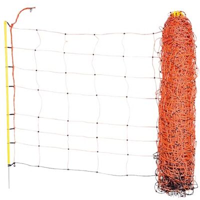 Kerbl Hobbyfarming Schapennet ClassicNet, mobiele weideafrastering, weidenet, enkele pen, oranje, 50m x 108cm, 13 palen, 3 jaar garantie op UV-stabiliteit Kerbl Hobbyfarming Schapennet ClassicNet, mobiele weideafrastering, weidenet, enkele pen, oranje, 50m x 108cm, 13 palen, 3 jaar garantie op UV-stabiliteit