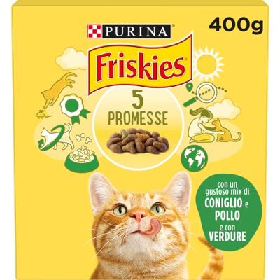 Friskies Purina droogvoer voor volwassenen, konijnen, kip en groenten, 20 verpakkingen à 400 g Friskies Purina droogvoer voor volwassenen, konijnen, kip en groenten, 20 verpakkingen à 400 g