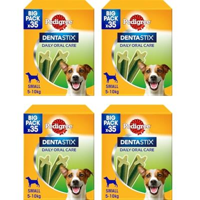 Pedigree Dentastix Fresh 140 Snack voor mondhygiëne (kleine hond 5-10 kg) 550 g 35 stuks 4 verpakkingen van 35 stuks (in totaal 140 stuks) Pedigree Dentastix Fresh 140 Snack voor mondhygiëne (kleine hond 5-10 kg) 550 g 35 stuks 4 verpakkingen van 35 stuks (in totaal 140 stuks)