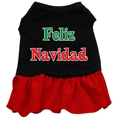Mirage Pet Products Mirage Feliz Navidad Screen Print Honden Jurk, X-Small, Zwart/Rood Mirage Pet Products Mirage Feliz Navidad Screen Print Honden Jurk, X-Small, Zwart/Rood