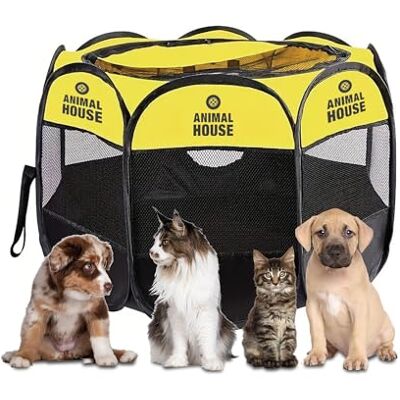 Animal House Opvouwbare waterdichte omheining voor puppy's van honden, katten en konijnen: veelzijdig en draagbaar, ideaal voor binnenruimtes, 74 x 74 x 43 cm (geel, klein) Animal House Opvouwbare waterdichte omheining voor puppy's van honden, katten en konijnen: veelzijdig en draagbaar, ideaal voor binnenruimtes, 74 x 74 x 43 cm (geel, klein)