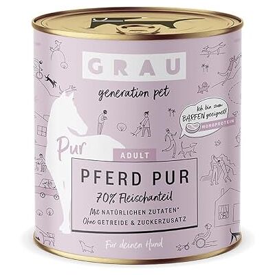 Grau het origineel Natvoer voor honden Puur paard, 6 verpakking (6 x 800 g), monoproteïne, voor volwassen honden Grau het origineel Natvoer voor honden Puur paard, 6 verpakking (6 x 800 g), monoproteïne, voor volwassen honden