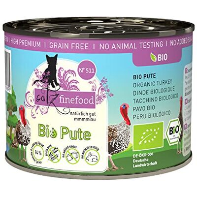 Catz finefood Bio kattenvoer kalkoen N° 511 natvoer voor katten 6 x 200 g zonder granen en toegevoegde suiker (1,2 kg) Catz finefood Bio kattenvoer kalkoen N° 511 natvoer voor katten 6 x 200 g zonder granen en toegevoegde suiker (1,2 kg)