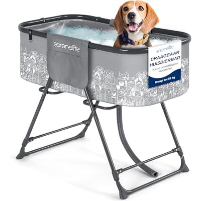 SereneLife Portable Dog Bowl Vouwbaar met Verwijderbare Anti-slip Voeten Twee Zijkanten Zakjes en Geïntegreerd Afvoersysteem Inclusief 3-Punts Veiligheidslijn met Verstelbare Halsband SereneLife Portable Dog Bowl Vouwbaar met Verwijderbare Anti-slip Voeten Twee Zijkanten Zakjes en Geïntegreerd Afvoersysteem Inclusief 3-Punts Veiligheidslijn met Verstelbare Halsband