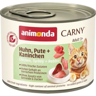 animonda Carny Adult kattenvoer, nat voer voor volwassen katten, kippen, kalkoen + konijnen, 6 x 200 g animonda Carny Adult kattenvoer, nat voer voor volwassen katten, kippen, kalkoen + konijnen, 6 x 200 g