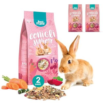 Best Friend Compleet voer voor konijnen junior met luzgras, sint-jansbrood, wortel, selderij, rode biet, 2 verpakkingen, voer voor knaagdieren met natuurlijke ingrediënten, gemaakt in Italië Best Friend Compleet voer voor konijnen junior met luzgras, sint-jansbrood, wortel, selderij, rode biet, 2 verpakkingen, voer voor knaagdieren met natuurlijke ingrediënten, gemaakt in Italië