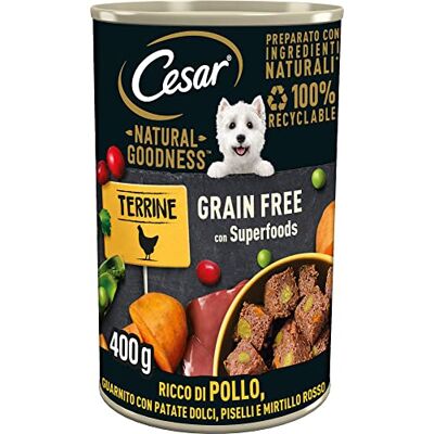 Cesar Natural Goodness natvoer voor honden met kip en groenten, 6 blikjes à 400 g, in totaal 2,4 kg Cesar Natural Goodness natvoer voor honden met kip en groenten, 6 blikjes à 400 g, in totaal 2,4 kg