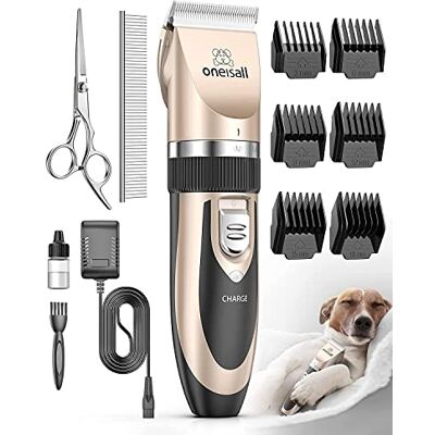 oneisall Stille hondentondeuse, professionele scheermachine voor honden, katten, dierenhaar, elektrische hondentrimmer, draadloze tondeuse, goud oneisall Stille hondentondeuse, professionele scheermachine voor honden, katten, dierenhaar, elektrische hondentrimmer, draadloze tondeuse, goud
