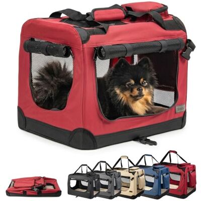 lionto Opvouwbare Hondentransportbox voor Reizen & Auto, 50x34x36 cm, Stevige Draagbox met Handvaten & Deken, tot 10 kg, Duurzame Stoffen Hondenbox, Klein & Groot, Donkerrood lionto Opvouwbare Hondentransportbox voor Reizen & Auto, 50x34x36 cm, Stevige Draagbox met Handvaten & Deken, tot 10 kg, Duurzame Stoffen Hondenbox, Klein & Groot, Donkerrood