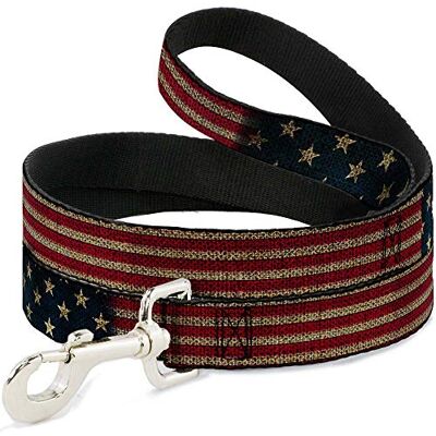 Buckle-Down Dog Leash Vintage US Flag Stretch 6 Feet Lang 0,5 Inch Breed Buckle-Down Dog Leash Vintage US Flag Stretch 6 Feet Lang 0,5 Inch Breed
