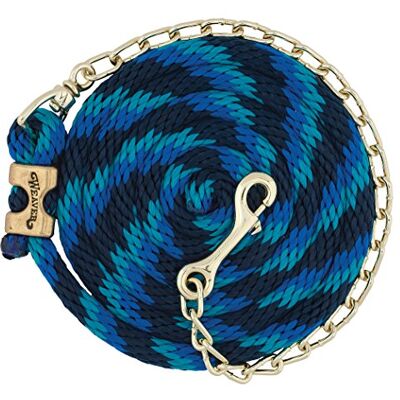 Weaver Leather Poly Lead Rope met Swivel Chain Navy/Blauw/Turquoise, 5/8" x8'6 Weaver Leather Poly Lead Rope met Swivel Chain Navy/Blauw/Turquoise, 5/8" x8'6
