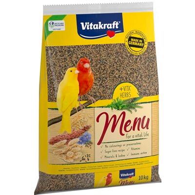 Vitakraft Menu 10 kg, hoofdvoer voor kanaries, met vitaminen, met immuun-actief complex en kruiden (1 x 10 kg) Vitakraft Menu 10 kg, hoofdvoer voor kanaries, met vitaminen, met immuun-actief complex en kruiden (1 x 10 kg)